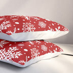 Christmas Snowflakes Pattern, Festive Red and White Pillow Sham Gallery Image 3