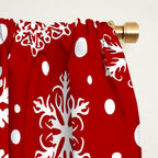 Christmas Snowflakes Pattern, Festive Red and White Window Curtain Gallery Image 2