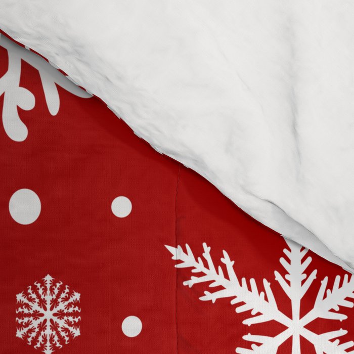 Christmas Snowflakes Pattern, Festive Red and White Comforter Gallery Image 4