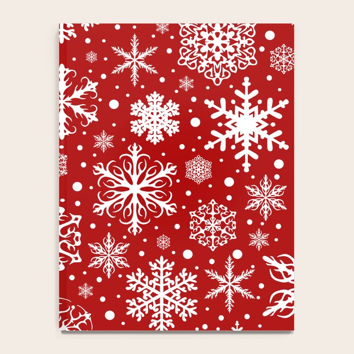 Christmas Snowflakes Pattern, Festive Red and White Notebook Gallery Image 4