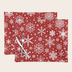 Christmas Snowflakes Pattern, Festive Red and White Placemat Gallery Image 1