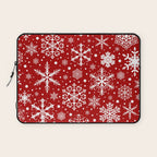 Christmas Snowflakes Pattern, Festive Red and White Laptop Sleeve Gallery Image 1
