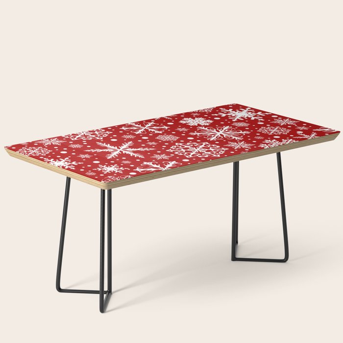 Christmas Snowflakes Pattern, Festive Red and White Coffee Table Gallery Image 1