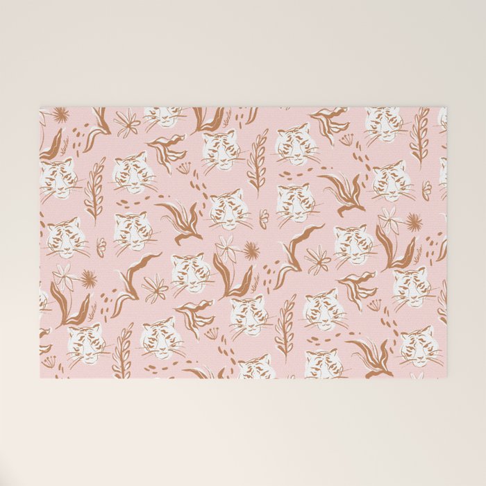 Pink Abstract Tiger Pattern Welcome Mat Gallery Image 1