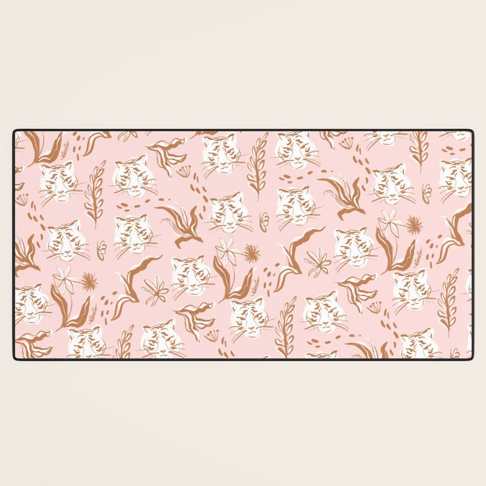 Pink Abstract Tiger Pattern Desk Mat Gallery Image 3
