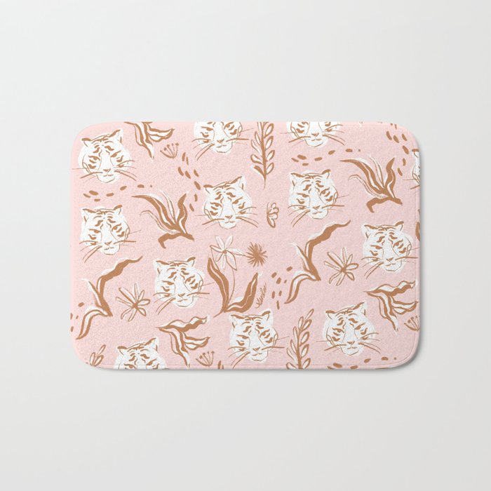 Pink Abstract Tiger Pattern Bath Mat Gallery Image 1