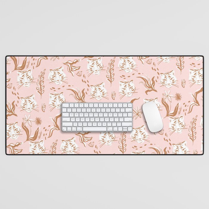 Pink Abstract Tiger Pattern Desk Mat Gallery Image 1