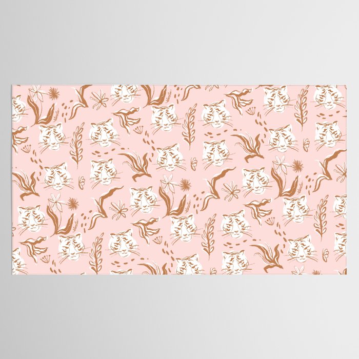 Pink Abstract Tiger Pattern Tablecloth Gallery Image 2