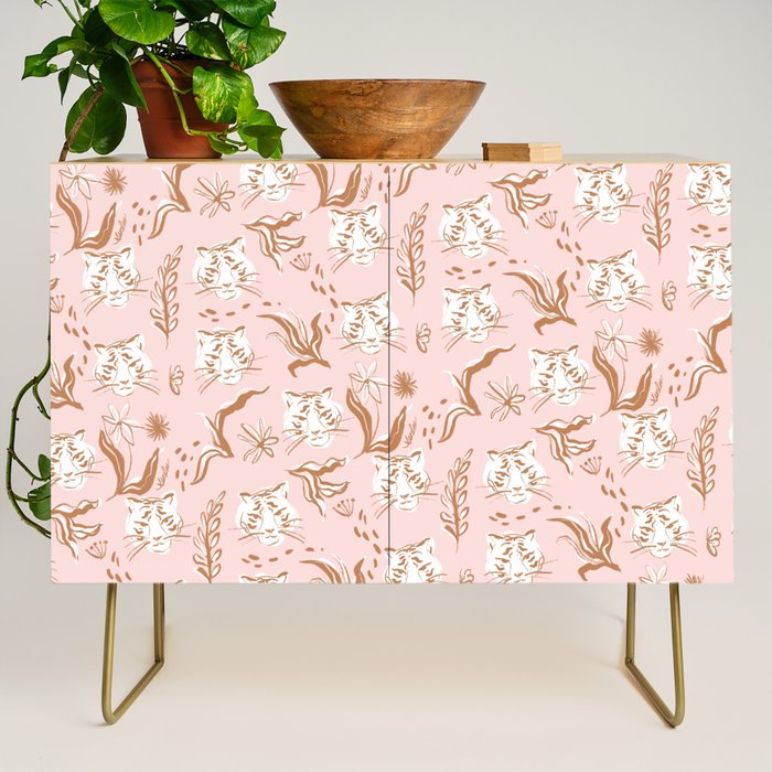 Pink Abstract Tiger Pattern Credenza Gallery Image 1