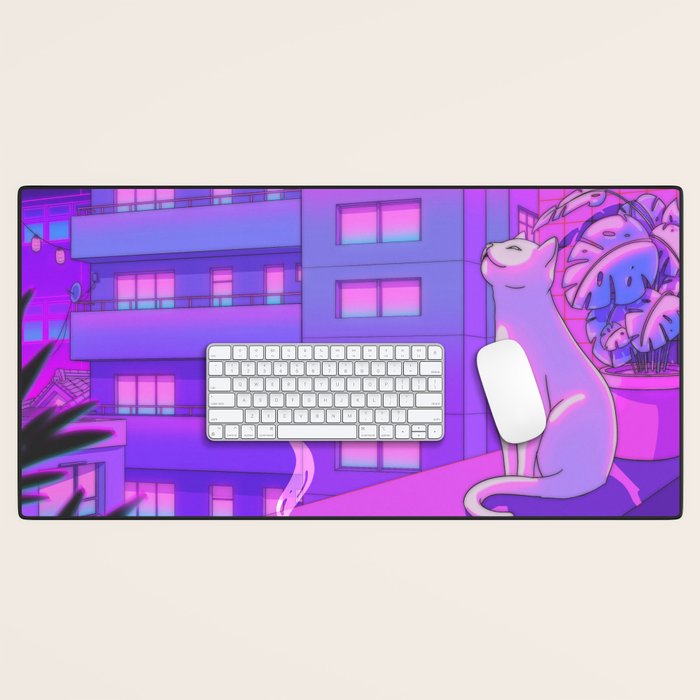 Under the Neon Moon Desk Mat Gallery Image 1