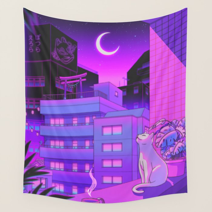 Under the Neon Moon Wall Tapestry Gallery Image 4