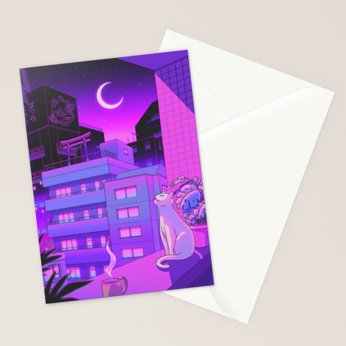 Under the Neon Moon Stationery Card Gallery Image 2