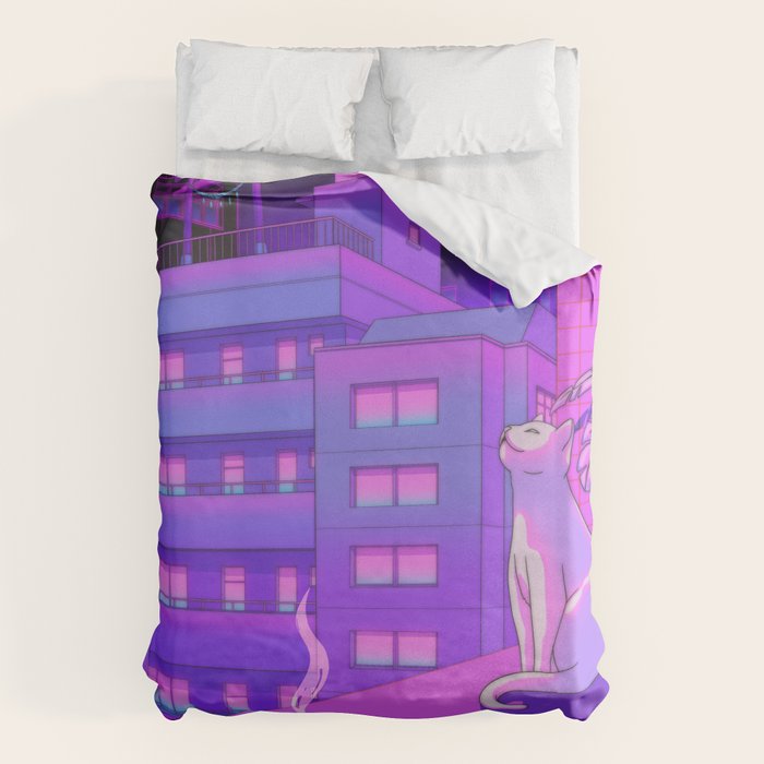 Under the Neon Moon Duvet Cover Gallery Image 6
