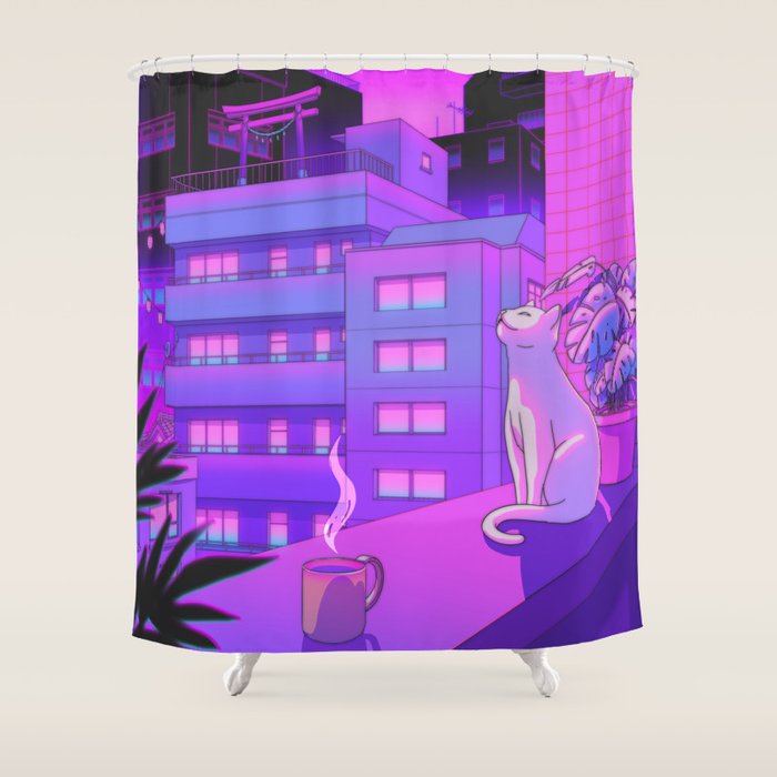 Under the Neon Moon Shower Curtain Gallery Image 1