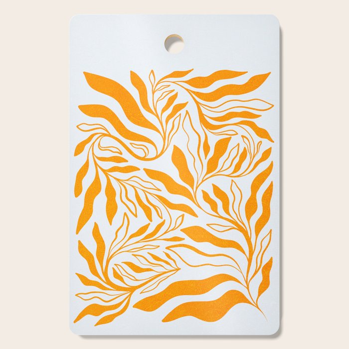 Endless Leaf Summer Illustration 1 Tangerine on pastel blue Cutting Board Gallery Image 1