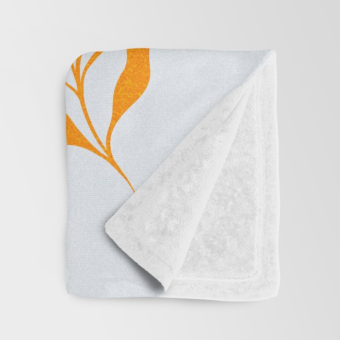 Endless Leaf Summer Illustration 1 Tangerine on pastel blue Throw Blanket Gallery Image 3