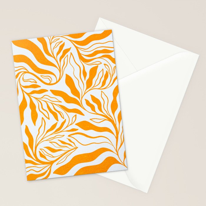 Endless Leaf Summer Illustration 1 Tangerine on pastel blue Stationery Card Gallery Image 2