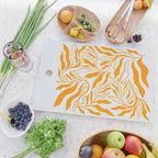 Endless Leaf Summer Illustration 1 Tangerine on pastel blue Cutting Board Gallery Image 2