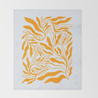 Endless Leaf Summer Illustration 1 Tangerine on pastel blue Throw Blanket Gallery Image 2