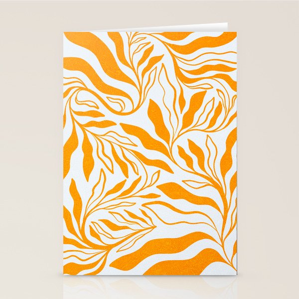 Endless Leaf Summer Illustration 1 Tangerine on pastel blue Stationery Card Gallery Image 1