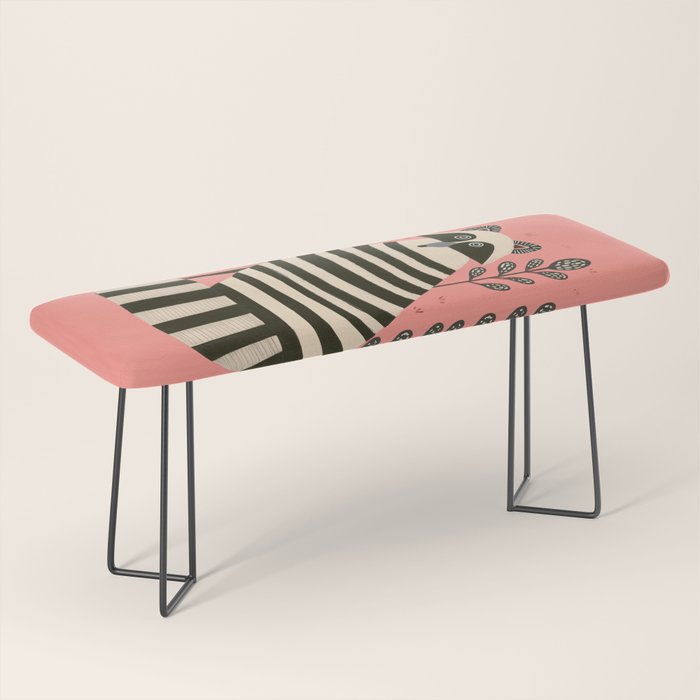 Pink Forest Raccoon Bench Gallery Image 1