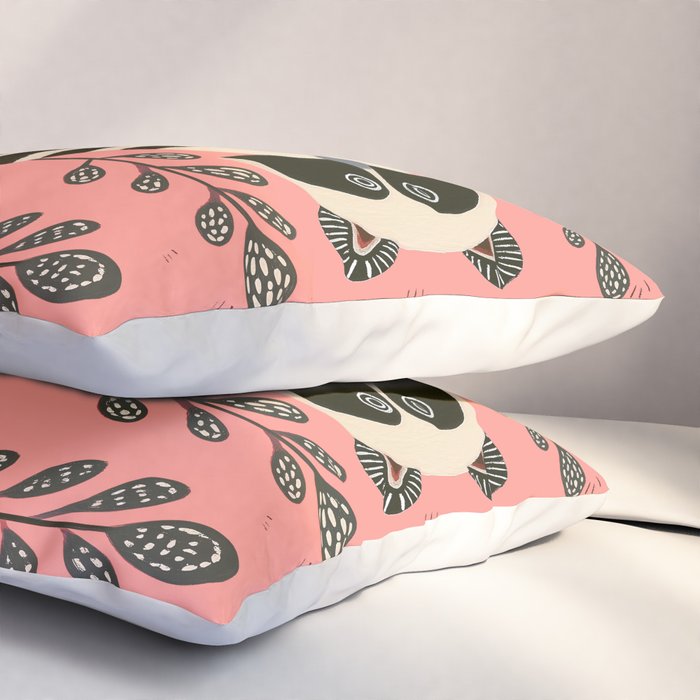 Pink Forest Raccoon Pillow Sham Gallery Image 3