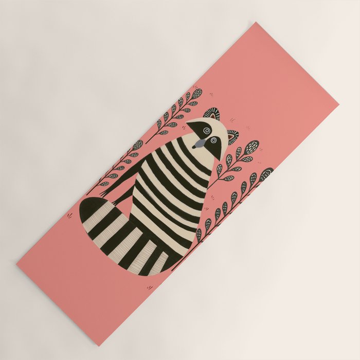 Pink Forest Raccoon Yoga Mat Gallery Image 1