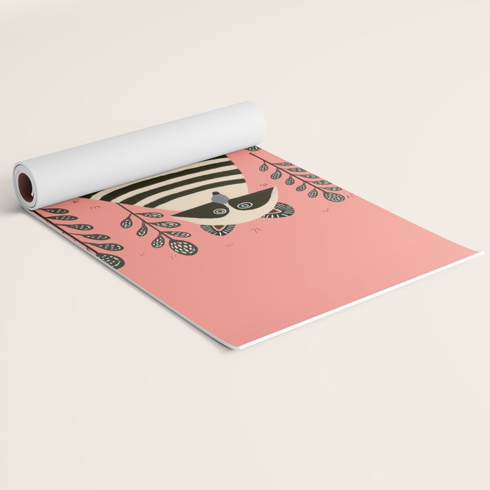 Pink Forest Raccoon Yoga Mat Gallery Image 2