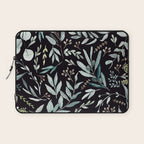Black Eucalyptus Leaves Pattern Laptop Sleeve Gallery Image 1