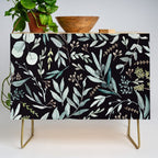 Black Eucalyptus Leaves Pattern Credenza Gallery Image 1