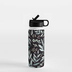 Black Eucalyptus Leaves Pattern Water Bottle Gallery Image 1