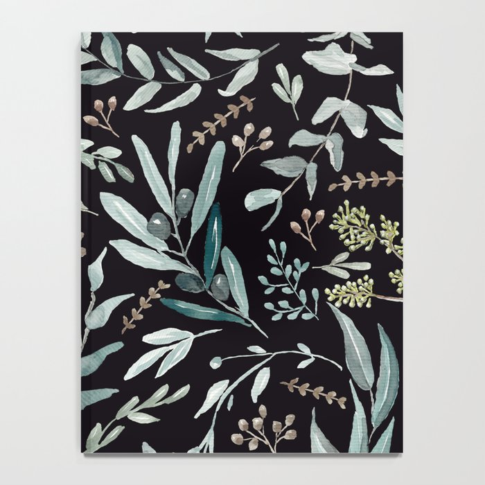 Black Eucalyptus Leaves Pattern Notebook Gallery Image 4
