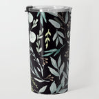 Black Eucalyptus Leaves Pattern Travel Mug Gallery Image 3