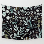 Black Eucalyptus Leaves Pattern Wall Tapestry Gallery Image 4