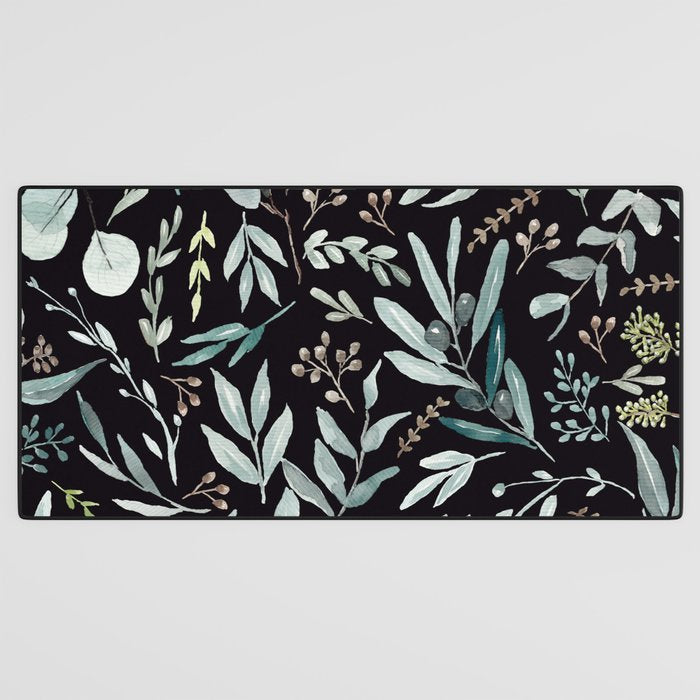 Black Eucalyptus Leaves Pattern Desk Mat Gallery Image 3
