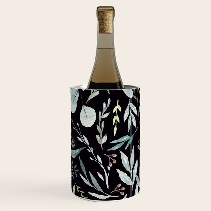 Black Eucalyptus Leaves Pattern Wine Chiller Gallery Image 2