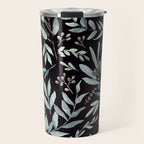 Black Eucalyptus Leaves Pattern Travel Mug Gallery Image 1