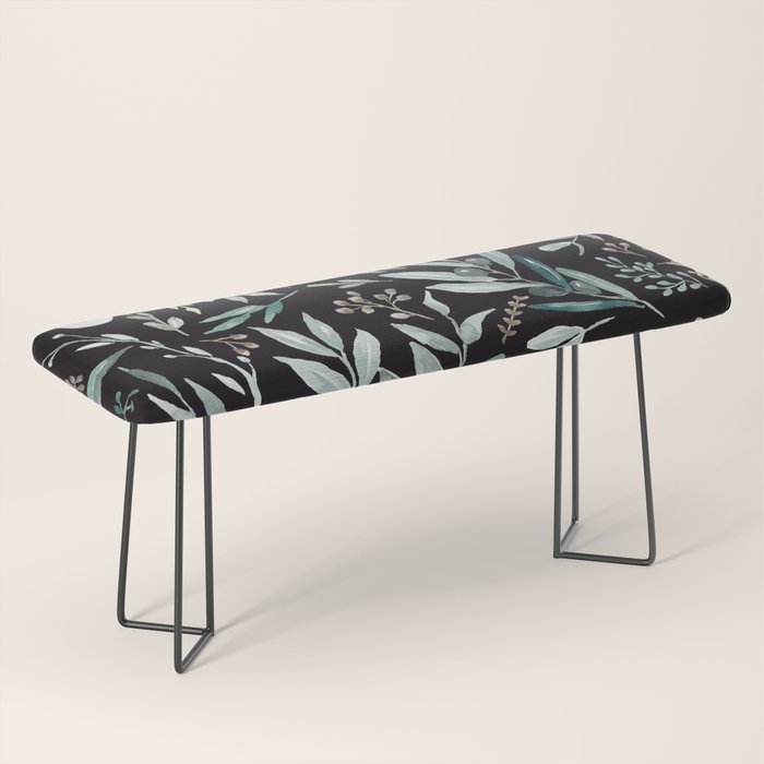 Black Eucalyptus Leaves Pattern Bench Gallery Image 1