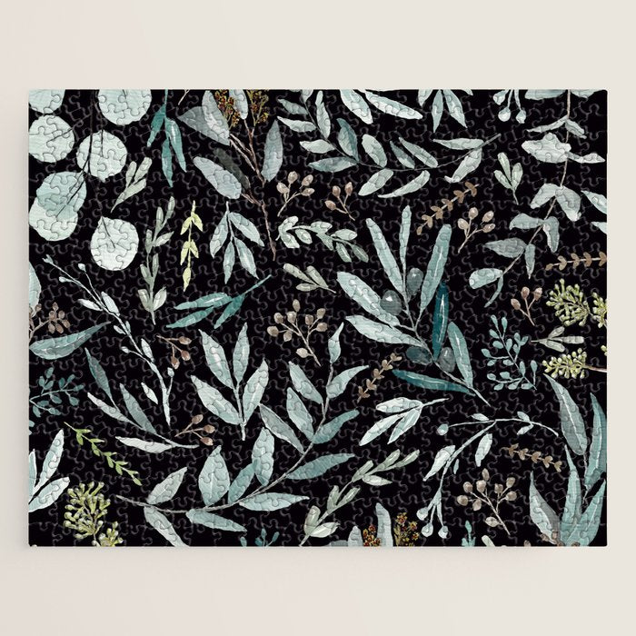 Black Eucalyptus Leaves Pattern Jigsaw Puzzle Gallery Image 1