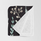 Black Eucalyptus Leaves Pattern Throw Blanket Gallery Image 3