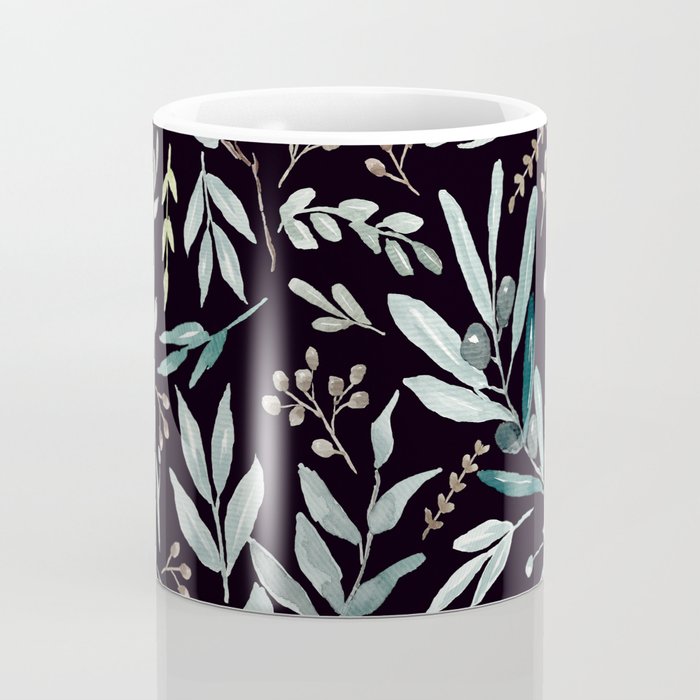 Black Eucalyptus Leaves Pattern Coffee Mug Gallery Image 4