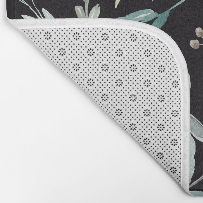 Black Eucalyptus Leaves Pattern Bath Mat Gallery Image 2