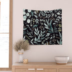 Black Eucalyptus Leaves Pattern Wall Tapestry Gallery Image 2