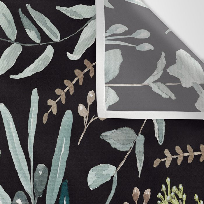 Black Eucalyptus Leaves Pattern Wall Tapestry Gallery Image 3