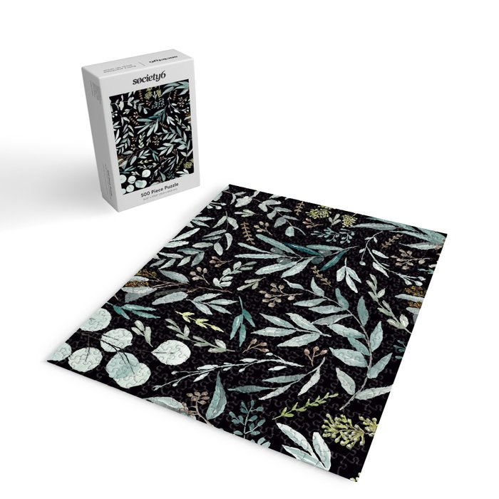 Black Eucalyptus Leaves Pattern Jigsaw Puzzle Gallery Image 2