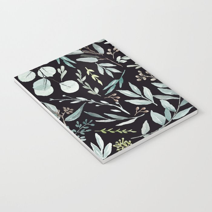 Black Eucalyptus Leaves Pattern Notebook Gallery Image 3
