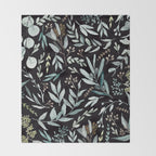 Black Eucalyptus Leaves Pattern Throw Blanket Gallery Image 2