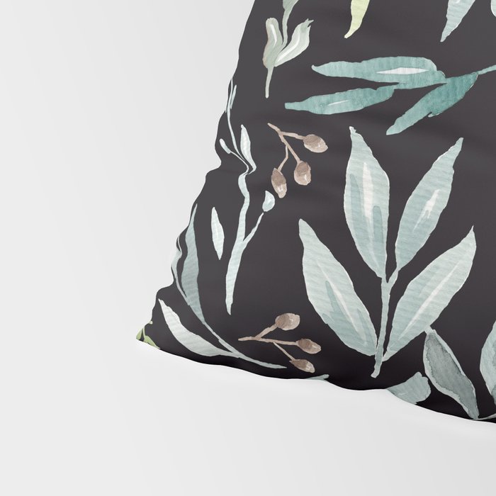 Black Eucalyptus Leaves Pattern Pillow Sham Gallery Image 4