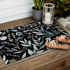 Black Eucalyptus Leaves Pattern Outdoor Rug Gallery Image 2