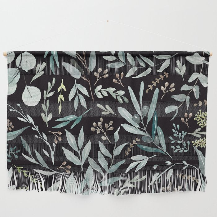 Black Eucalyptus Leaves Pattern Wall Hanging Gallery Image 1